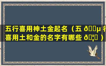 五行喜用神土金起名（五 🌵 行喜用土和金的名字有哪些 🦈 ）